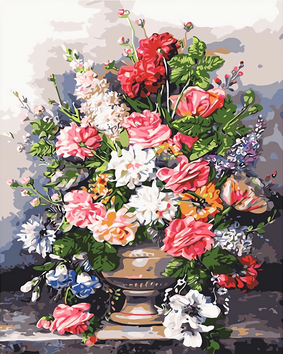 Schilderen Op Nummer Volwassenen - kinderen - Bloemen - Hobby - Painting by Number - Met Lijst 40 x 50 cm