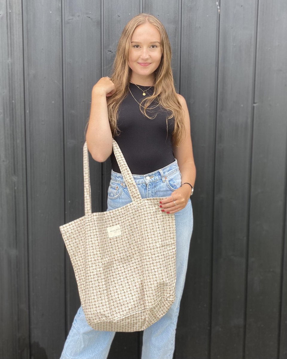 De La Mur Line – schoudertas – shopper – strandtas – boodschappentas - Siyan bruin beige print