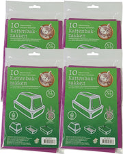40x stuks bio kattenbak afvalzakken lavendel 51 x 20 x 46 cm - Kattenbakzakken