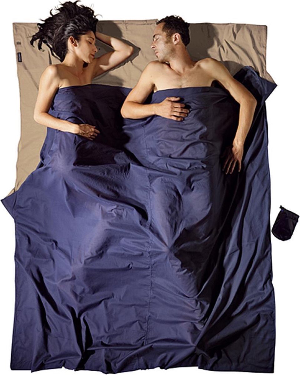 Cocoon Travel Sheet Double Size 100% egyptisch Katoen - Tweepersoons Lakenzak - Khaki / Taureg