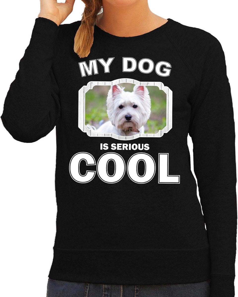 West terrier honden trui / sweater my dog is serious cool zwart - dames - West terriers liefhebber cadeau sweaters S