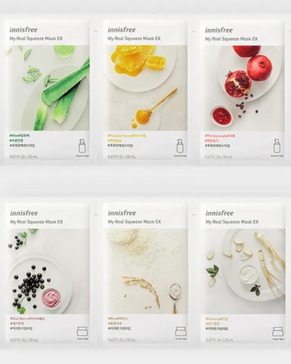 Innisfree My Real Squeeze Variety Mask Set (6pcs) - Korean Skincare