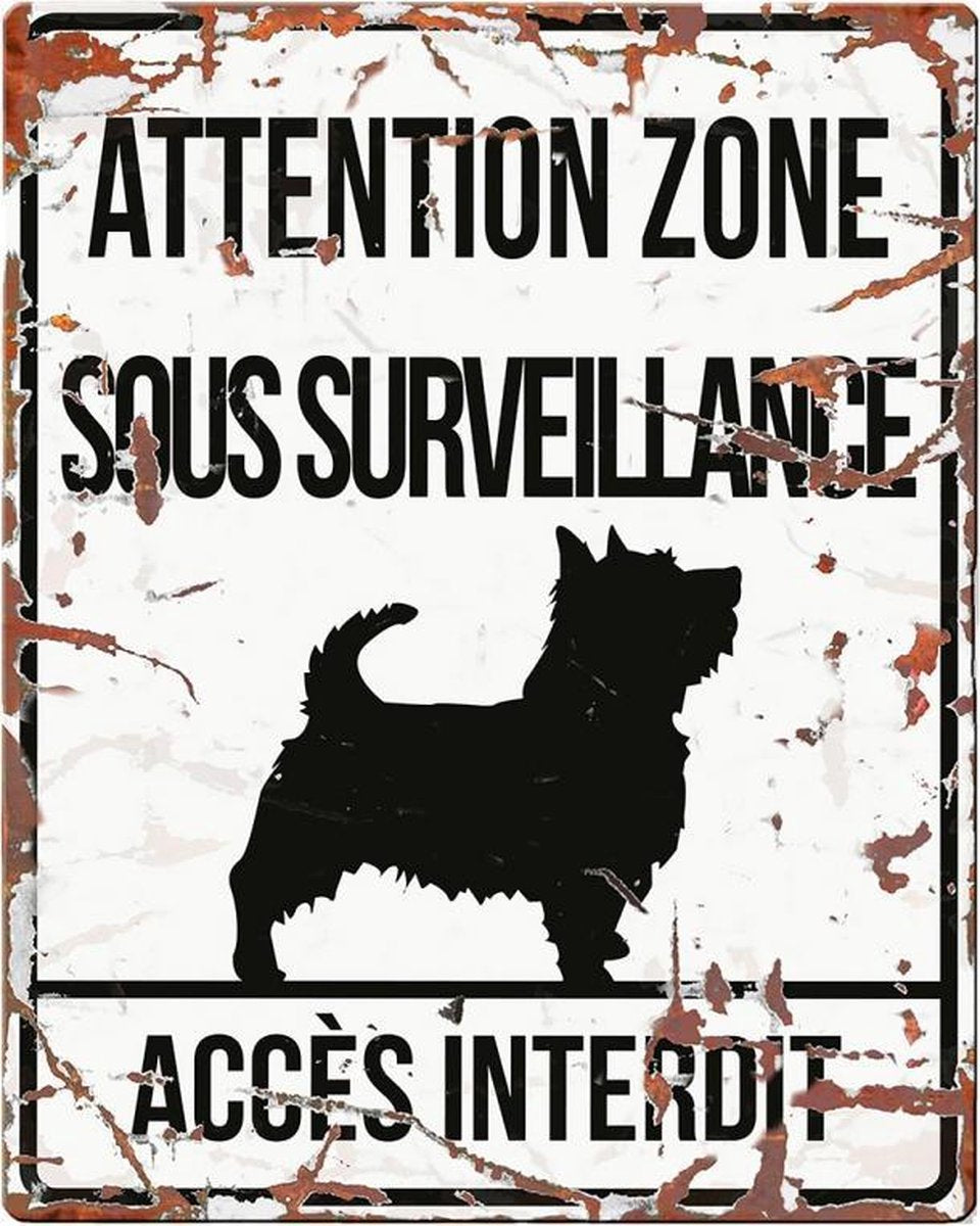 D&D Waakbord / Warning sign square terrier f Wit 20x25cm