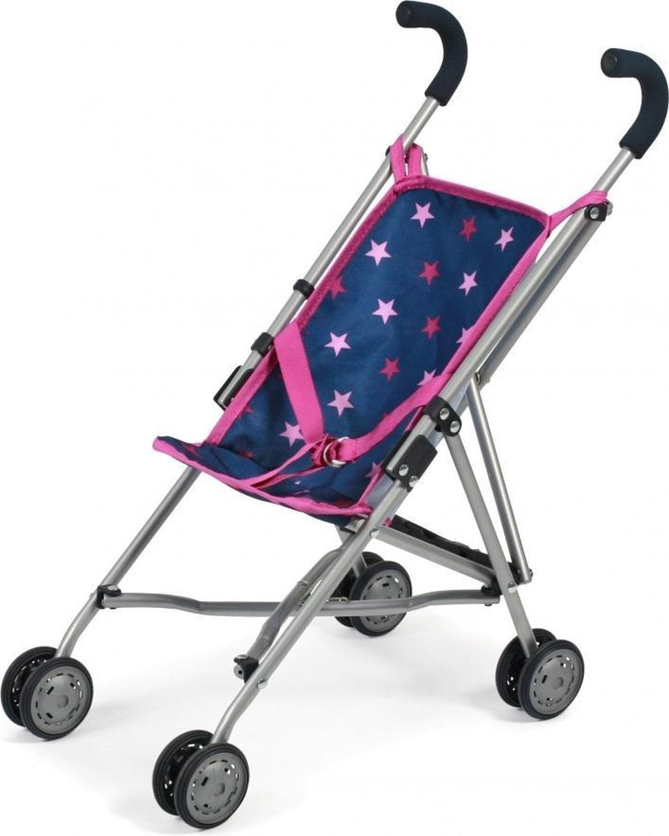 Poppen buggy - Roma - Blauw / roze - Met sterren
