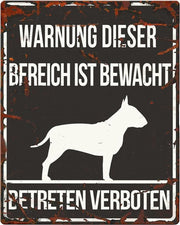 D&D Waakbord / Warning sign square bull terrier de Zwart 20x25cm