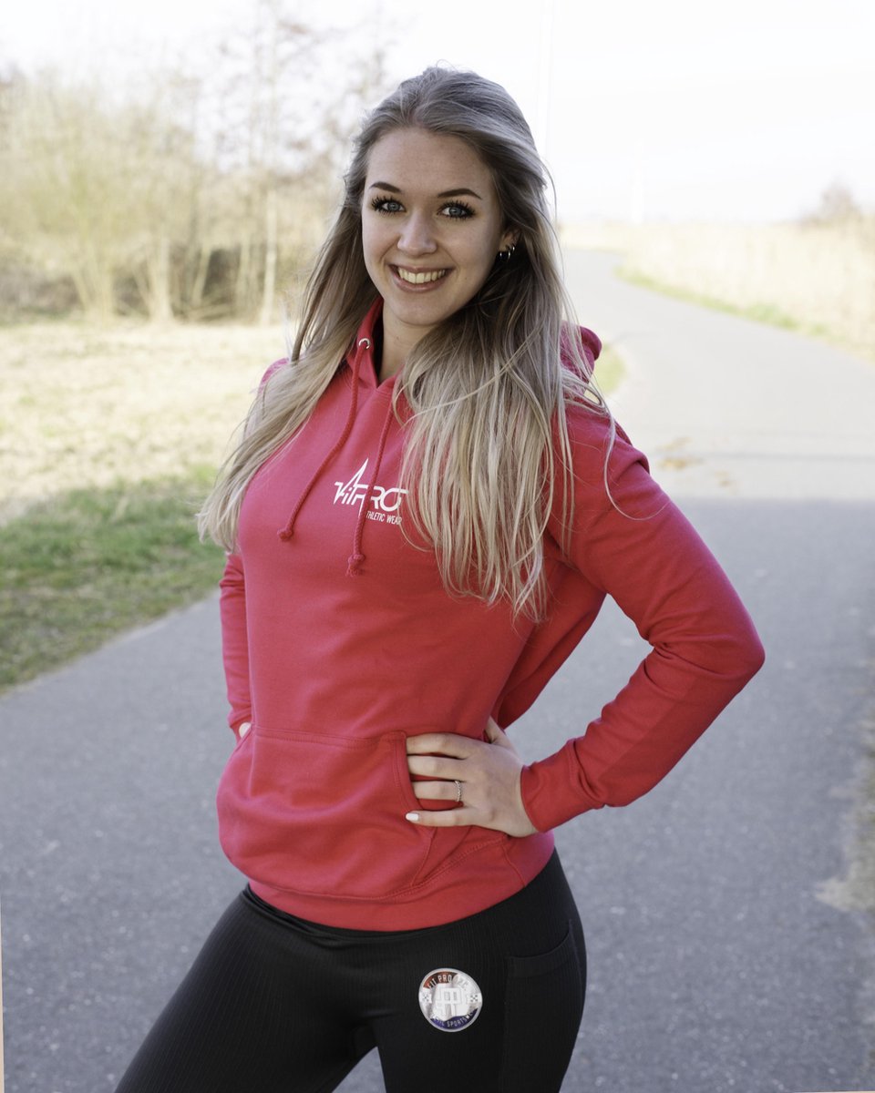FitProWear  Hoodie Dames - Donker roze  - Maat L - Dames  - Trui - Slim Fit - Slim Fit Trui - Getailleerde trui - Trui getailleerd - Sporttrui - Sweater - Hoodie - Katoen / Polyester - Trui Capuchon - Sportkleding -