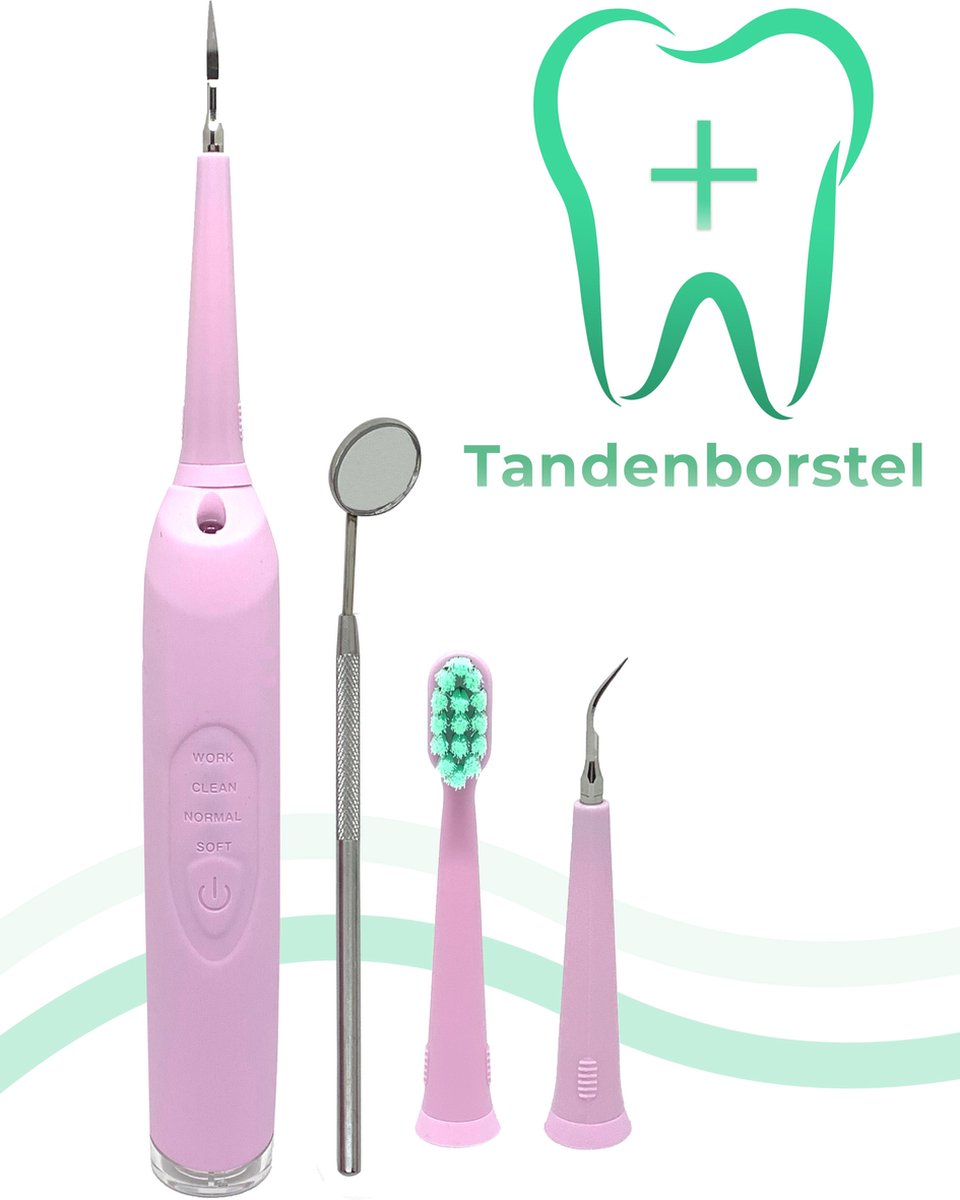 Elektrische Tandsteen verwijderaar - Tanden flosser - Zelf tandsteen verwijderen - Draadloos Handmatig tandplak verwijderen - Flosser - Elektrische tandenborstel - Elektrisch poetsen - Roze