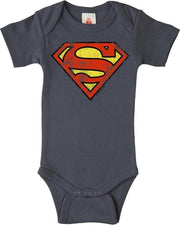 Superman Logo DC Comics Logoshirt baby romper grijs blauw - Logoshirt - 98/104