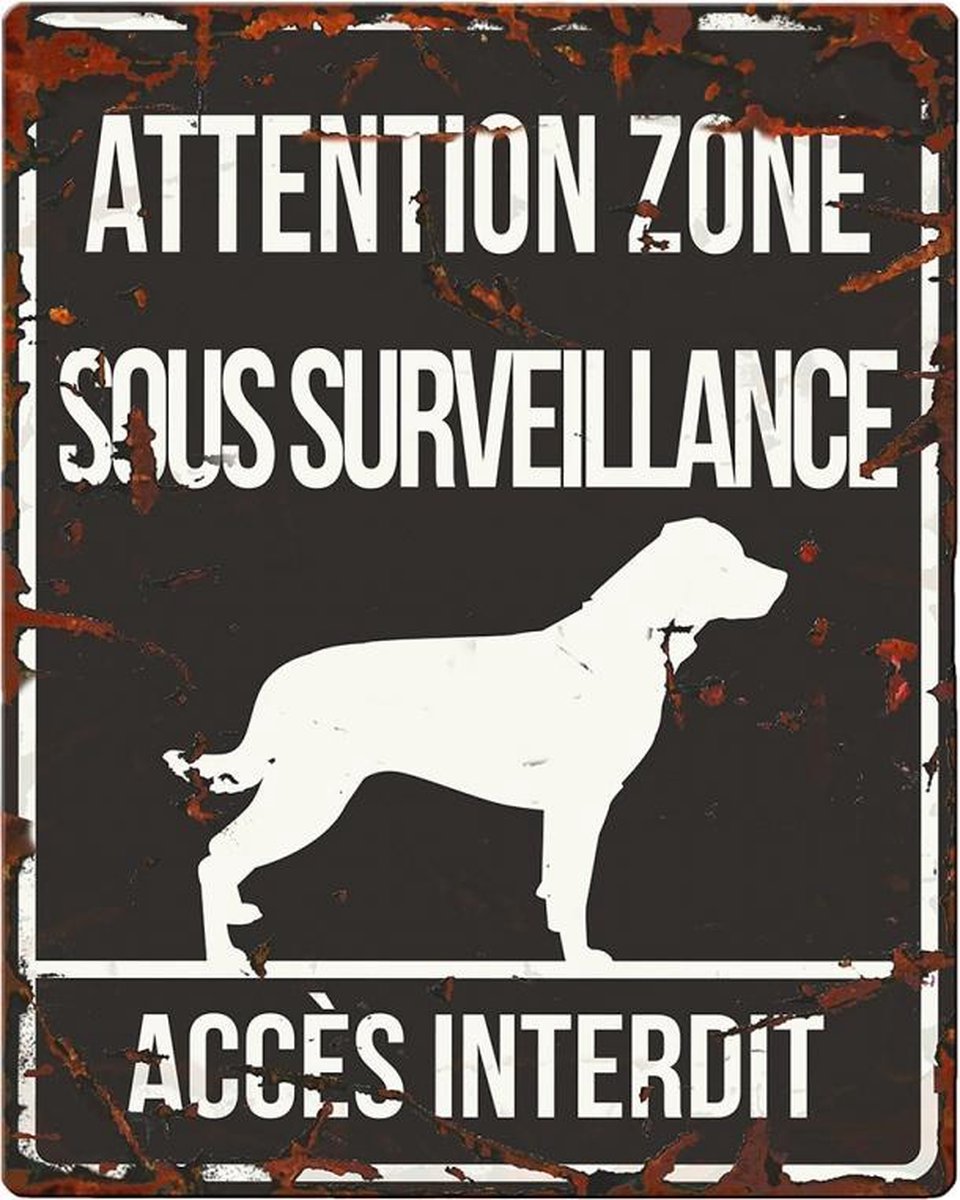 D&D Waakbord / Warning sign square rottweiler f Zwart 20x25cm