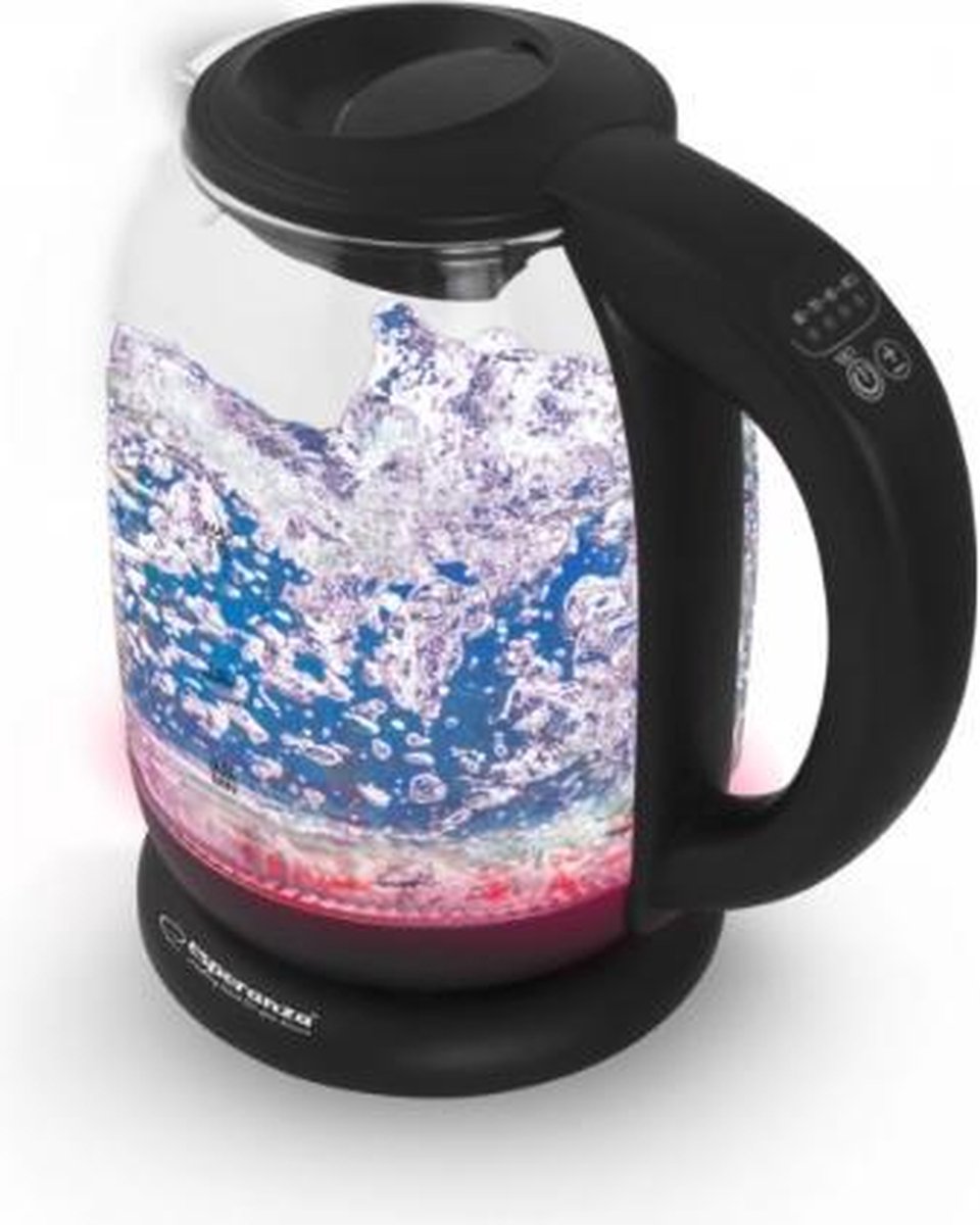 Esperanza Loire | Glazen Waterkoker | Instelbare Temperatuur 60° 70° 80° 90° 100°| Vijf Kleuren LED-Verlichting | 1