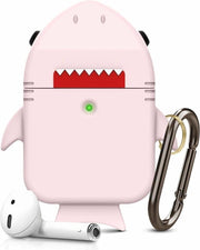 Haai Case Cover Voor Airpods - Siliconen Roze | Watchbands-shop.nl
