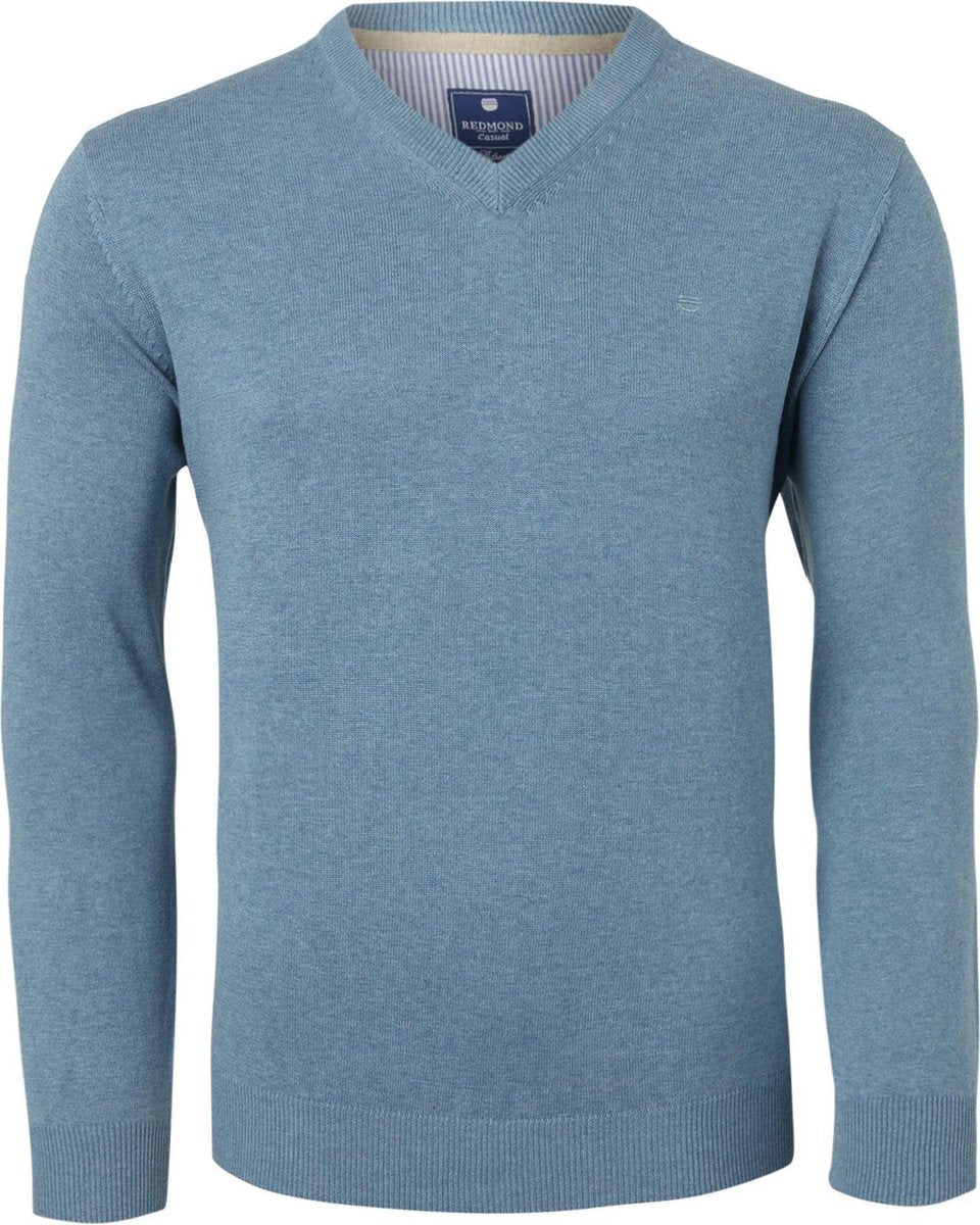 Redmond heren trui katoen - V-hals - grijs-blauw -  Maat XXXXL