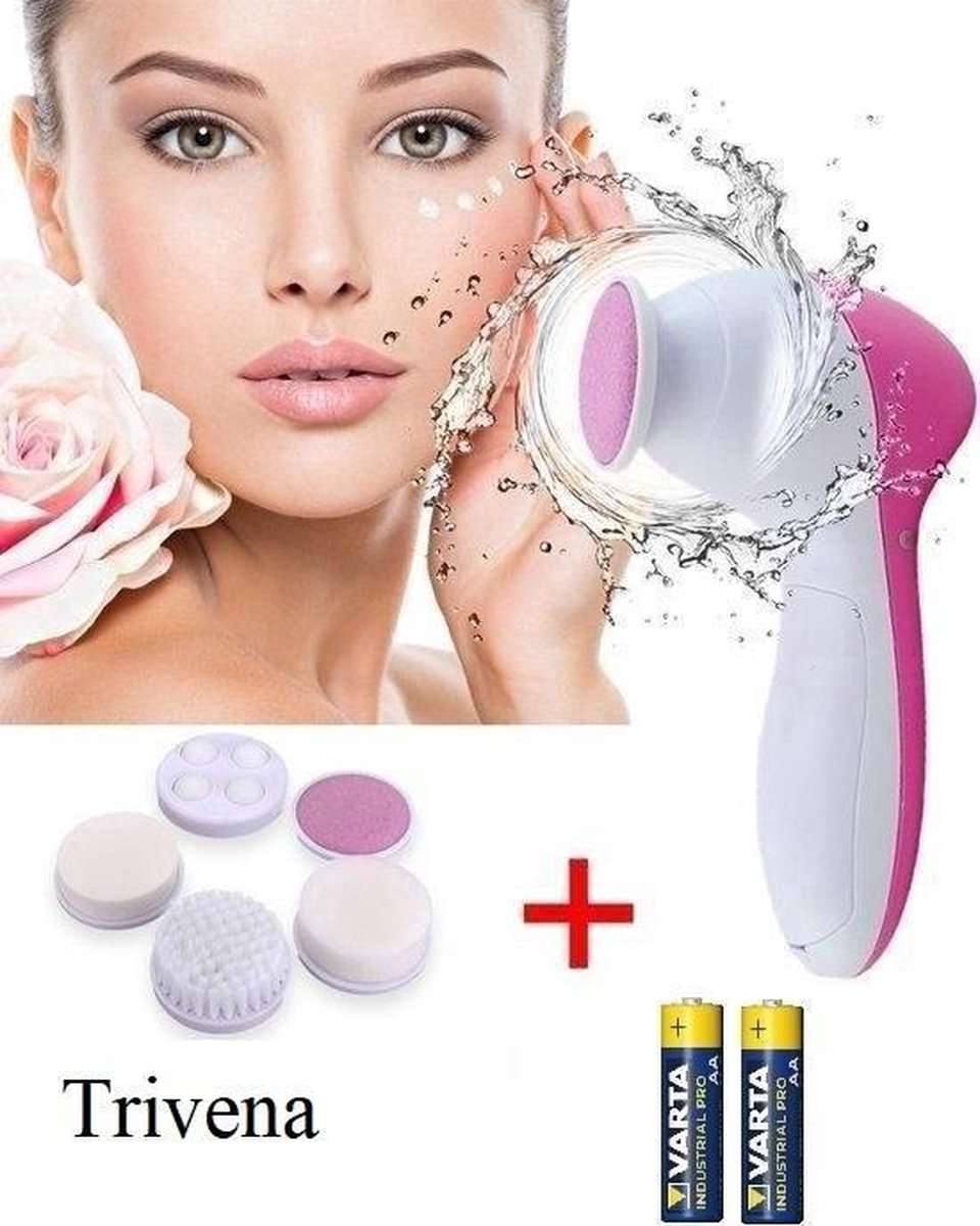 Gezichtsreinigingsborstel 5-in-1 5 opzetstukken gezichtsreiniger gezichtsreiniging borstel - gezichtsborstel - gezichtsmassage massage voor gezicht Elektrisch elektrische borstel gezichtsverzorging face lift - facial brush cleaner Incl 2 AA batterij