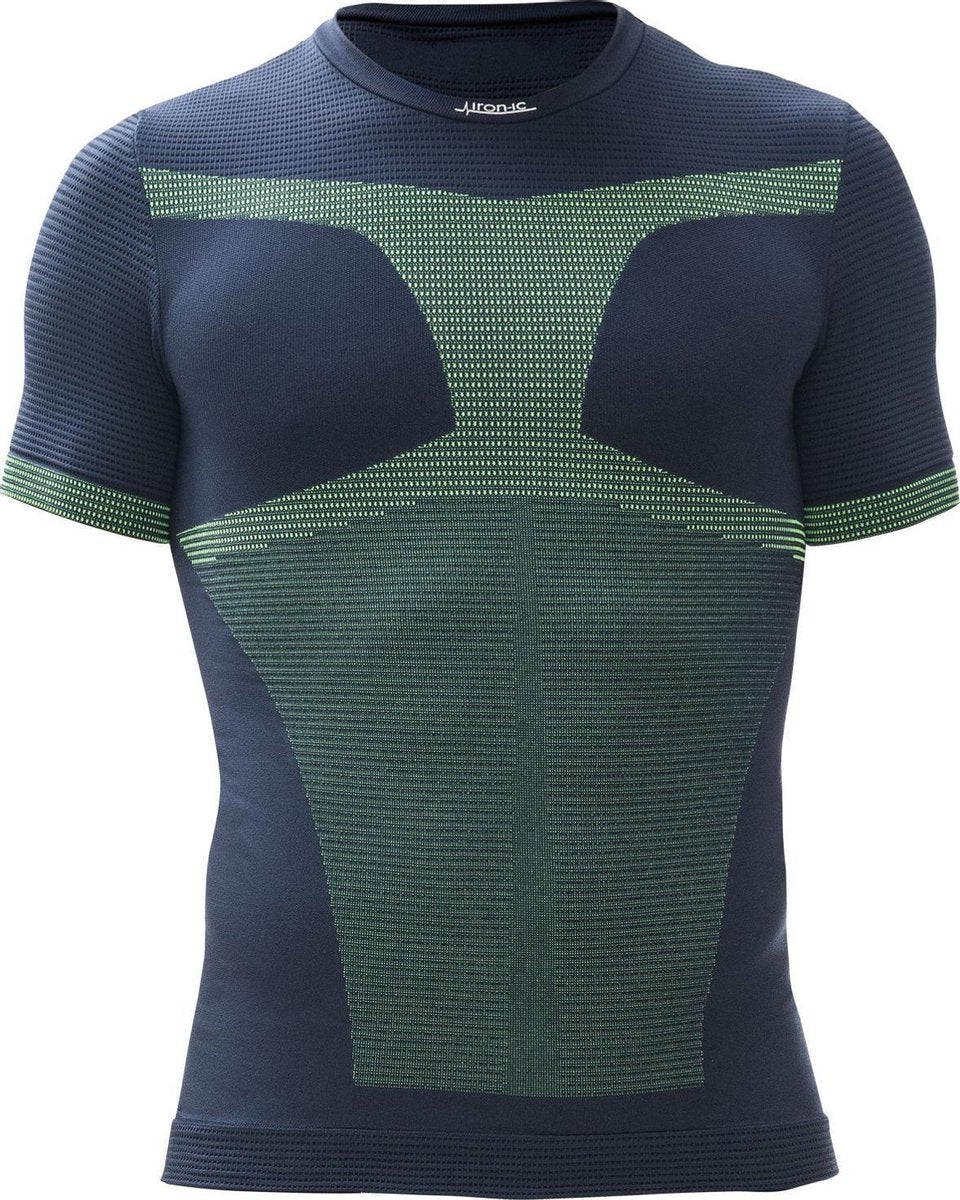 Iron-ic Compressieshirt Heren Polyamide Blauw/geel Maat L/xl