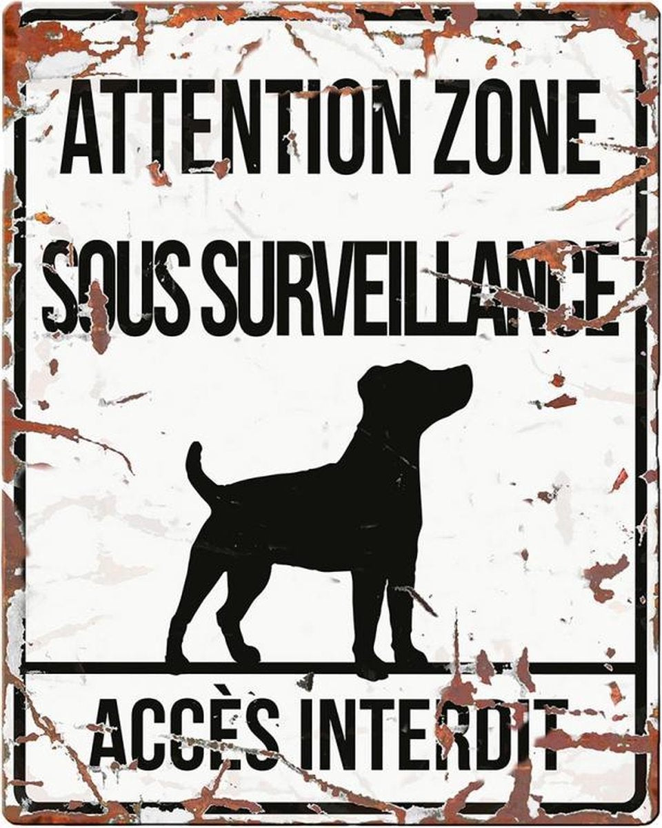 D&D Waakbord / Warning sign square jack russel f Wit 20x25cm