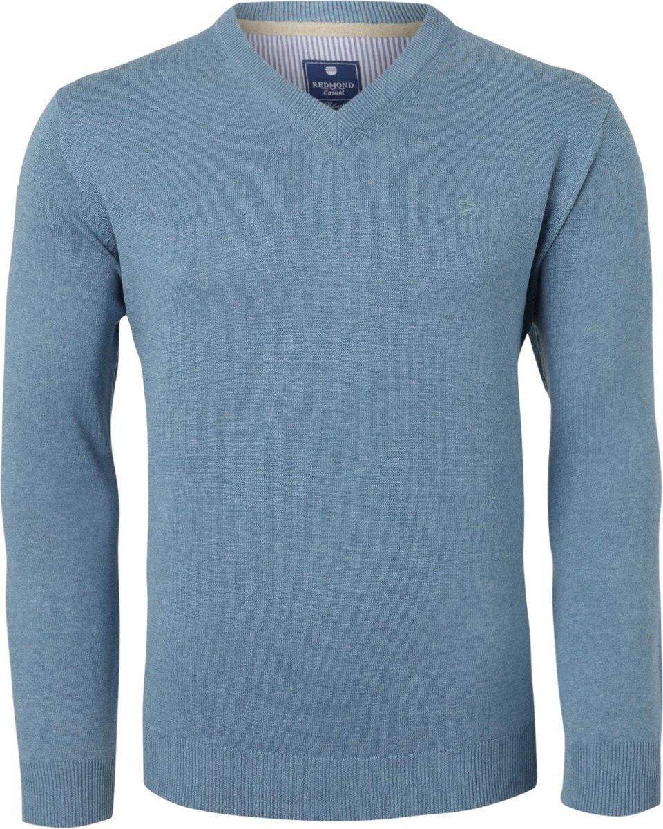 Redmond heren trui katoen - V-hals - grijs-blauw -  Maat XXL