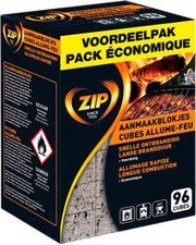ZIP Aanmaakblokjes Voordeelpak - Snelle Ontbranding & Lange Brandduur - 96 Cubes
