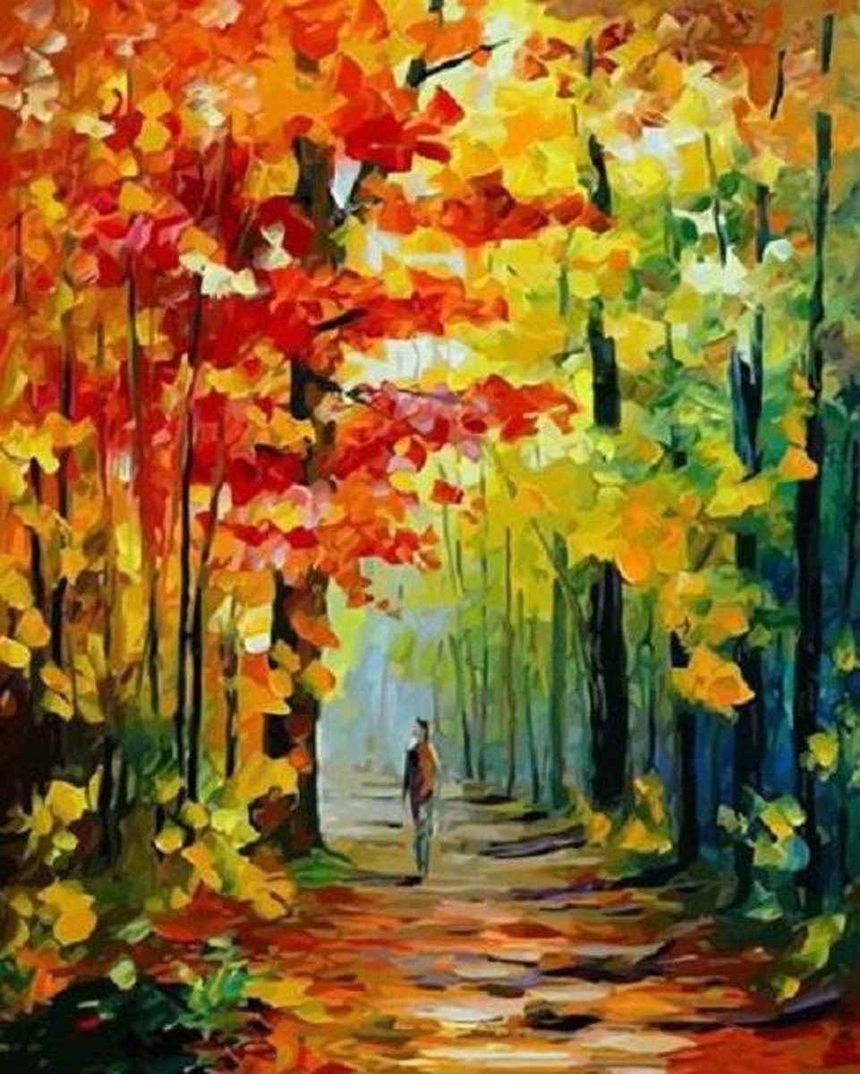 Paint By Numbers - Schilderen op Nummer - Boswandeling - 50x40cm - Volwassenen & Kinderen - Stipco - 150033