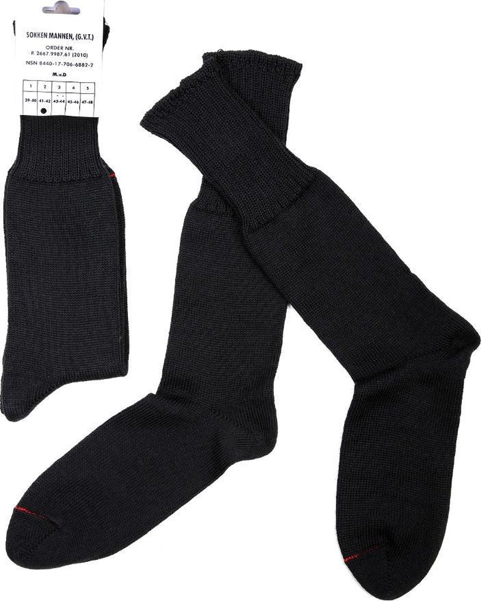 Leger sokken zwart 70% wol