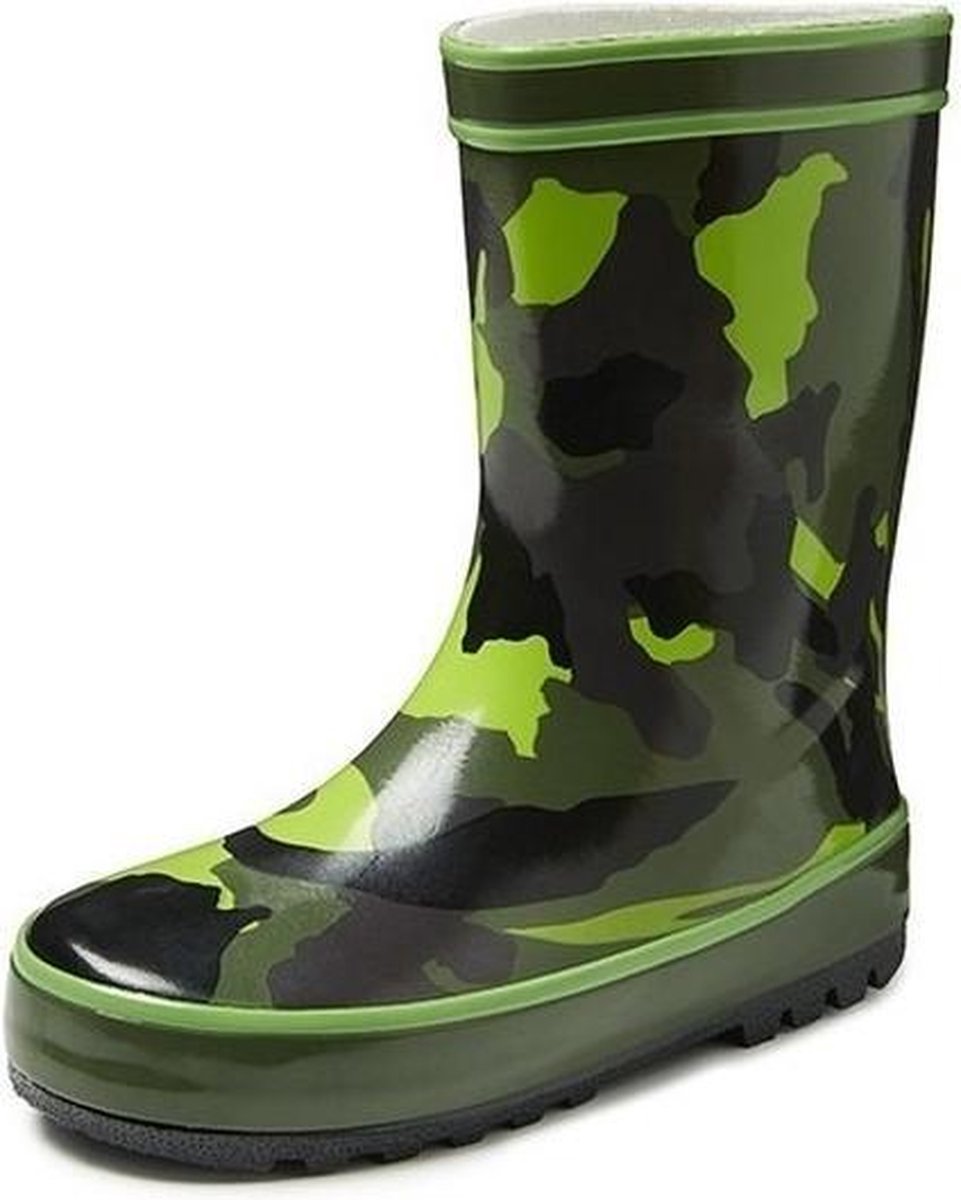 Groene kleuter/kinder regenlaarzen camouflage - Rubberen camouflage print laarzen/regenlaarsjes voor kinderen 27