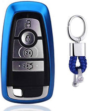 Galvaniserende TPU autosleutelhoes met enkele schaal met sleutelring voor Ford New Mondeo / New Explorer / New Edge (blauw)