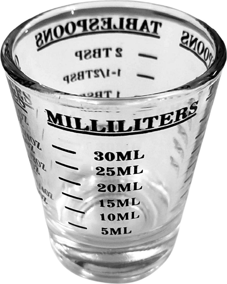 espresso shotglas - maatbeker - 1 espresso - afmeting - barista tools - barista-accessoires - thuis barista - thuisbarista