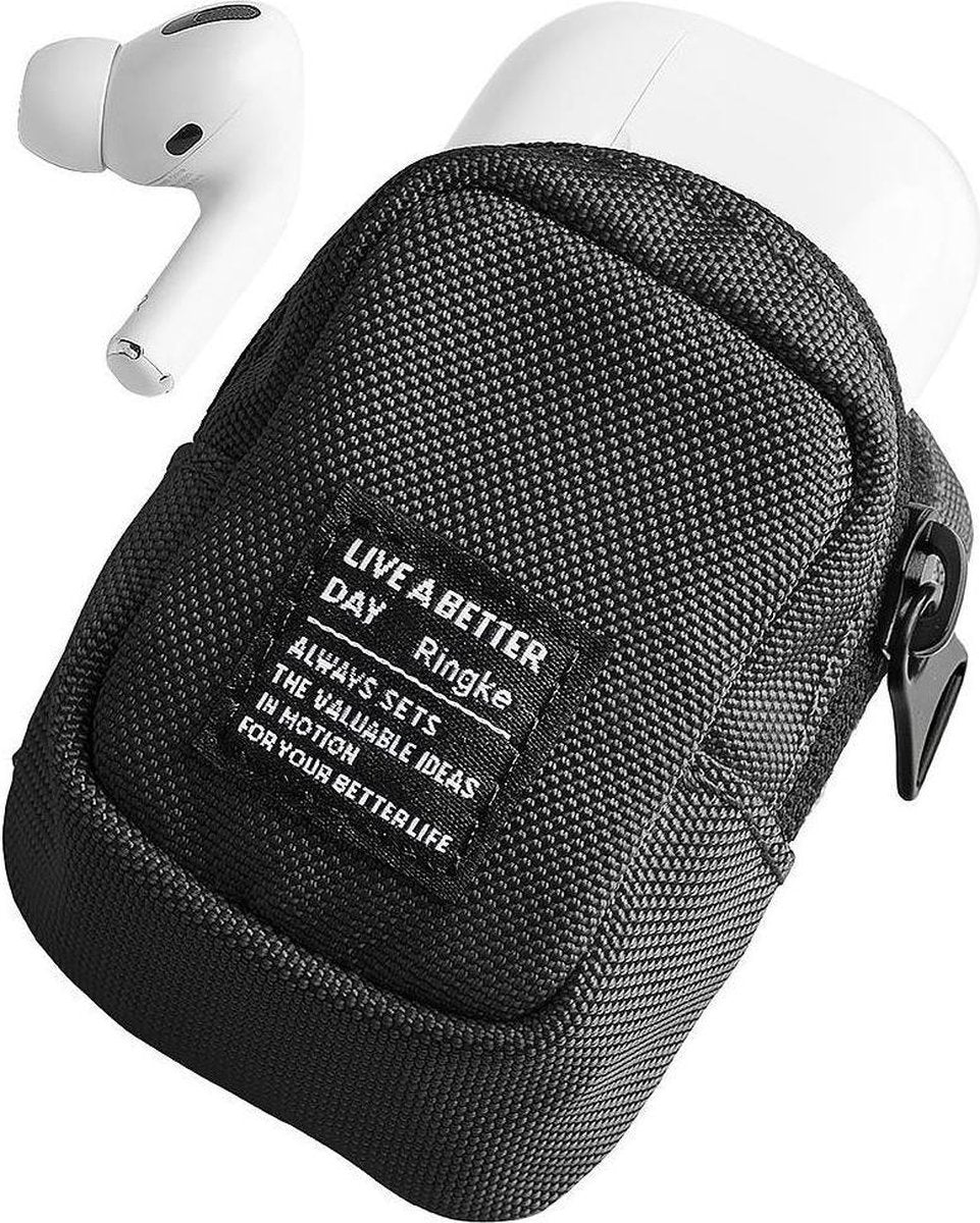 Ringke Mini Pouch Rugzak AirPods en Airpods Pro Insteek Hoesje Zwart