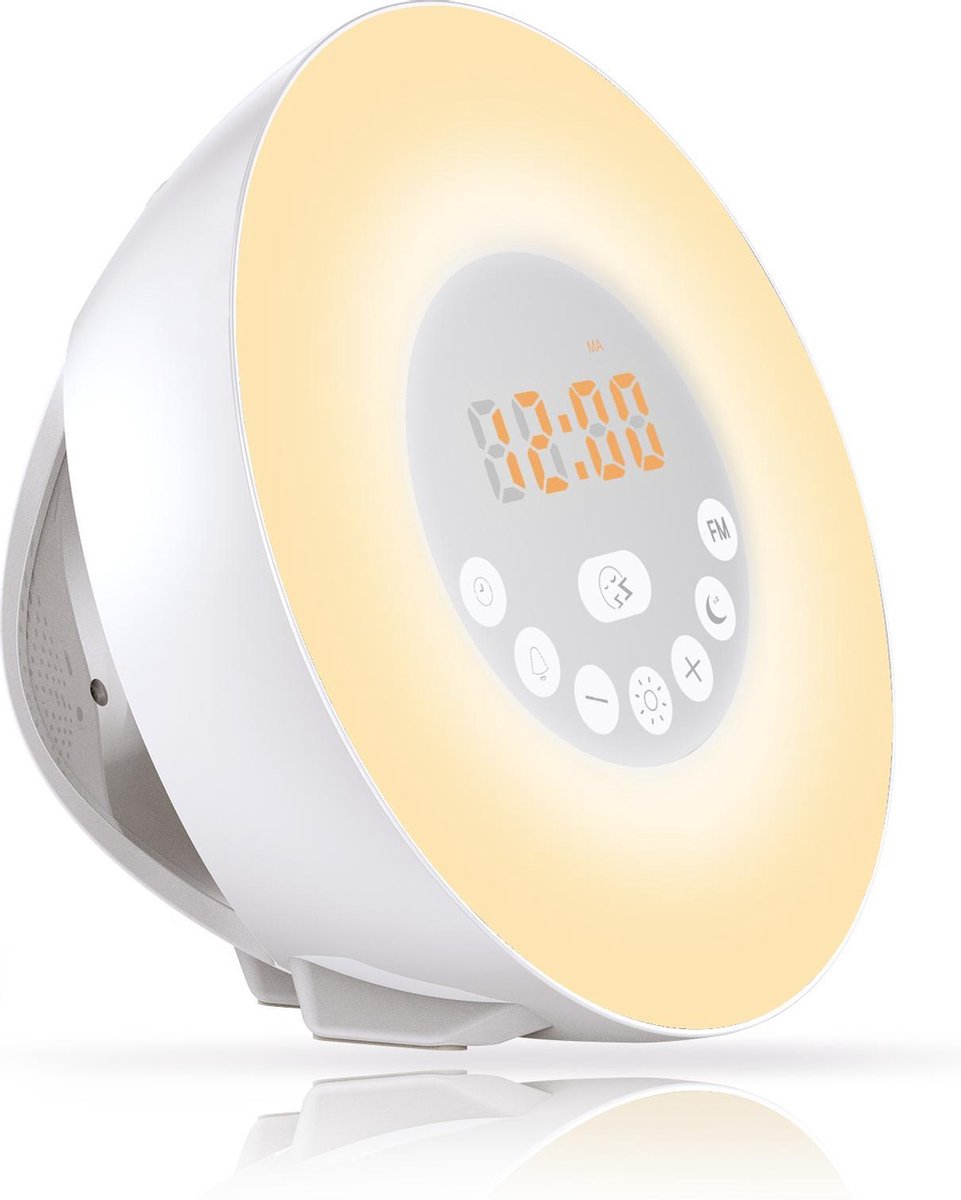 Nikkei NCW22 Wake-Up Light - Lichtwekker met FM Wekkerradio - Nachtlamp/Leeslamp