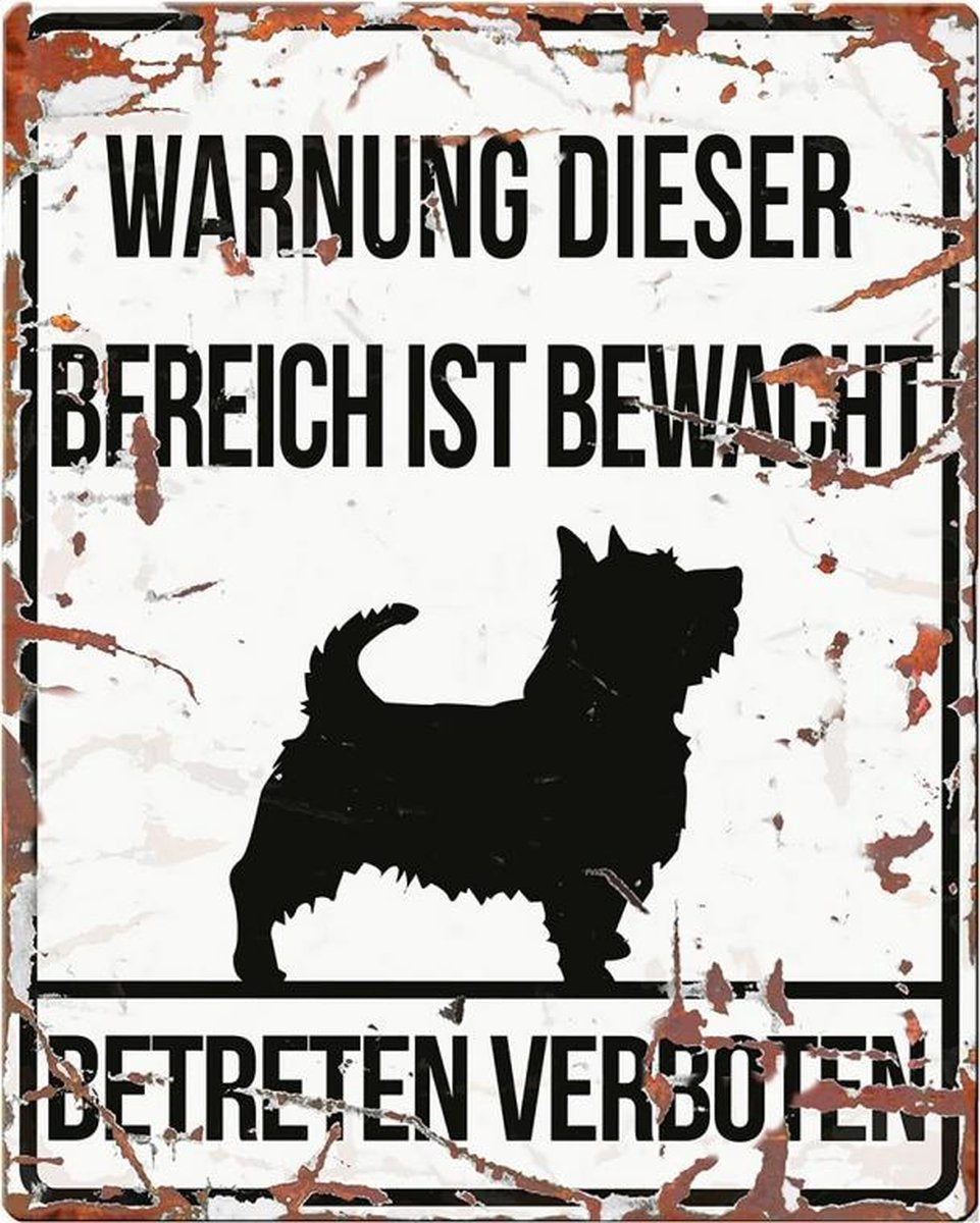D&D Waakbord / Warning sign square terrier de Wit 20x25cm
