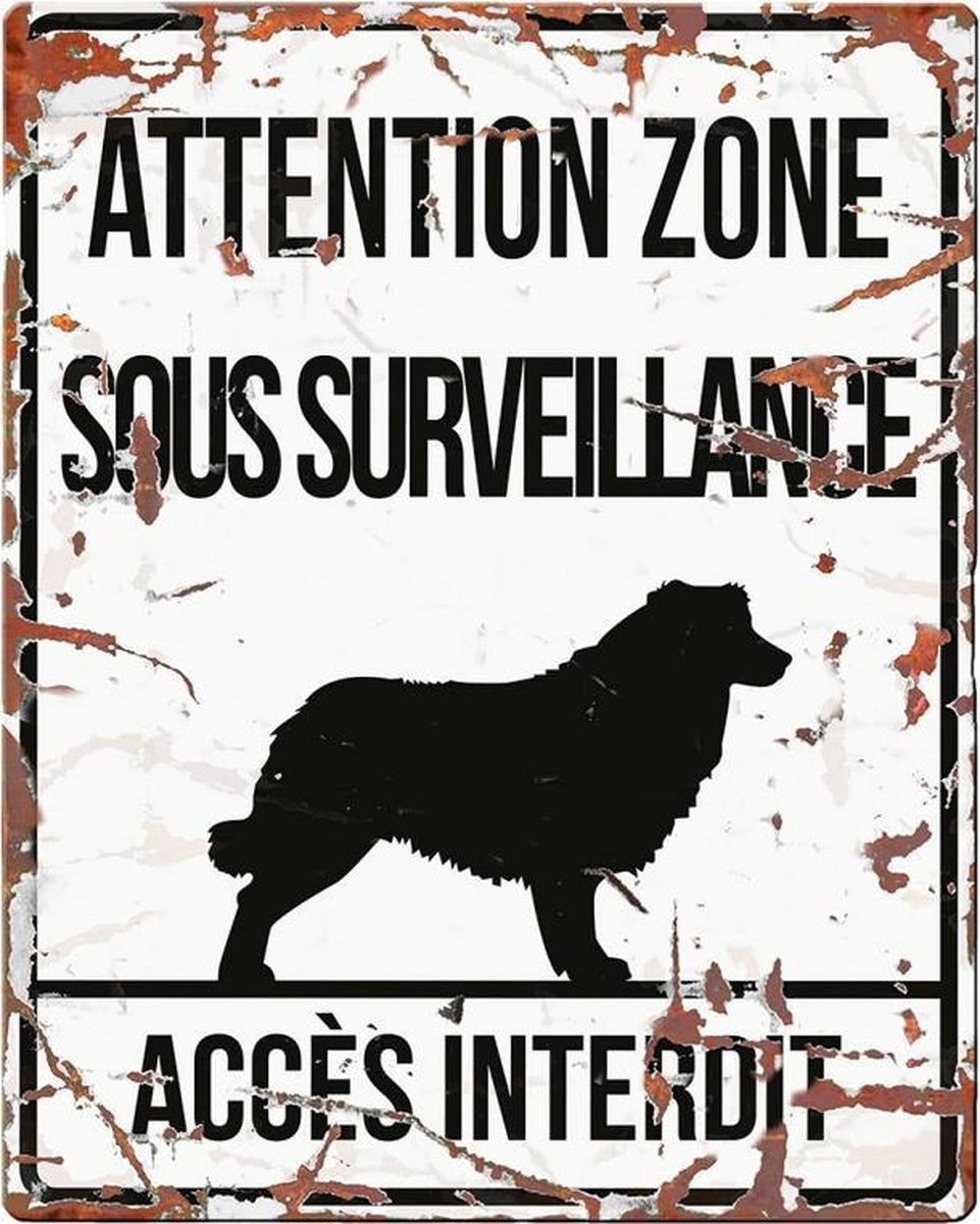 D&D Waakbord / Warning sign square collie f Wit 20x25cm