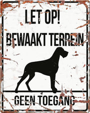D&D Waakbord / Warning sign square danish dog n Wit 20x25cm