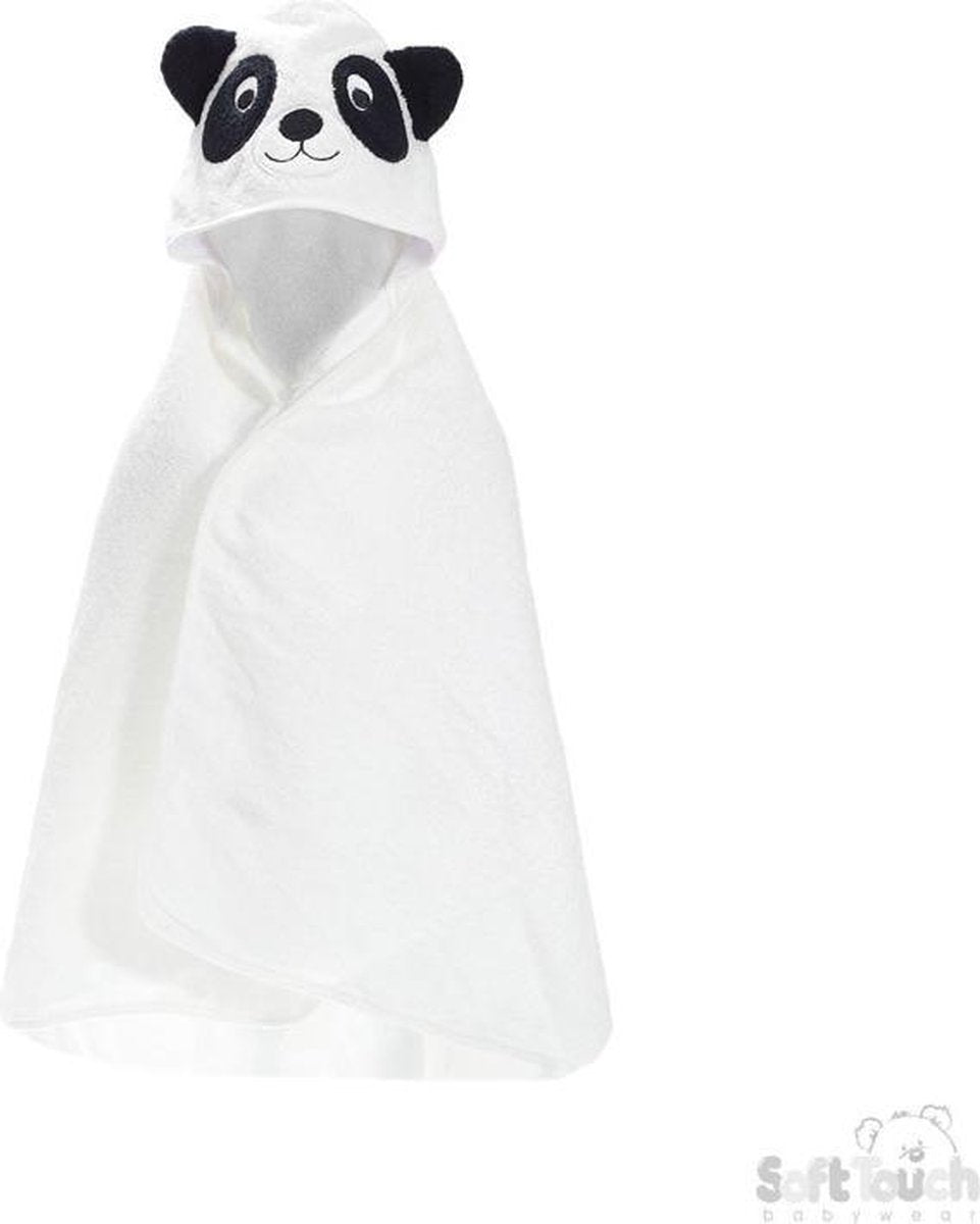 Soft Touch Badcape Panda Junior 76 X 76 Cm Katoen Wit/zwart
