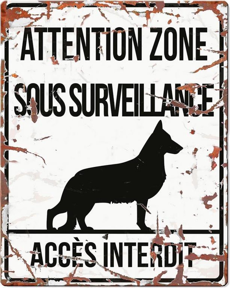 D&D Waakbord / Warning sign square german s. f Wit 20x25cm