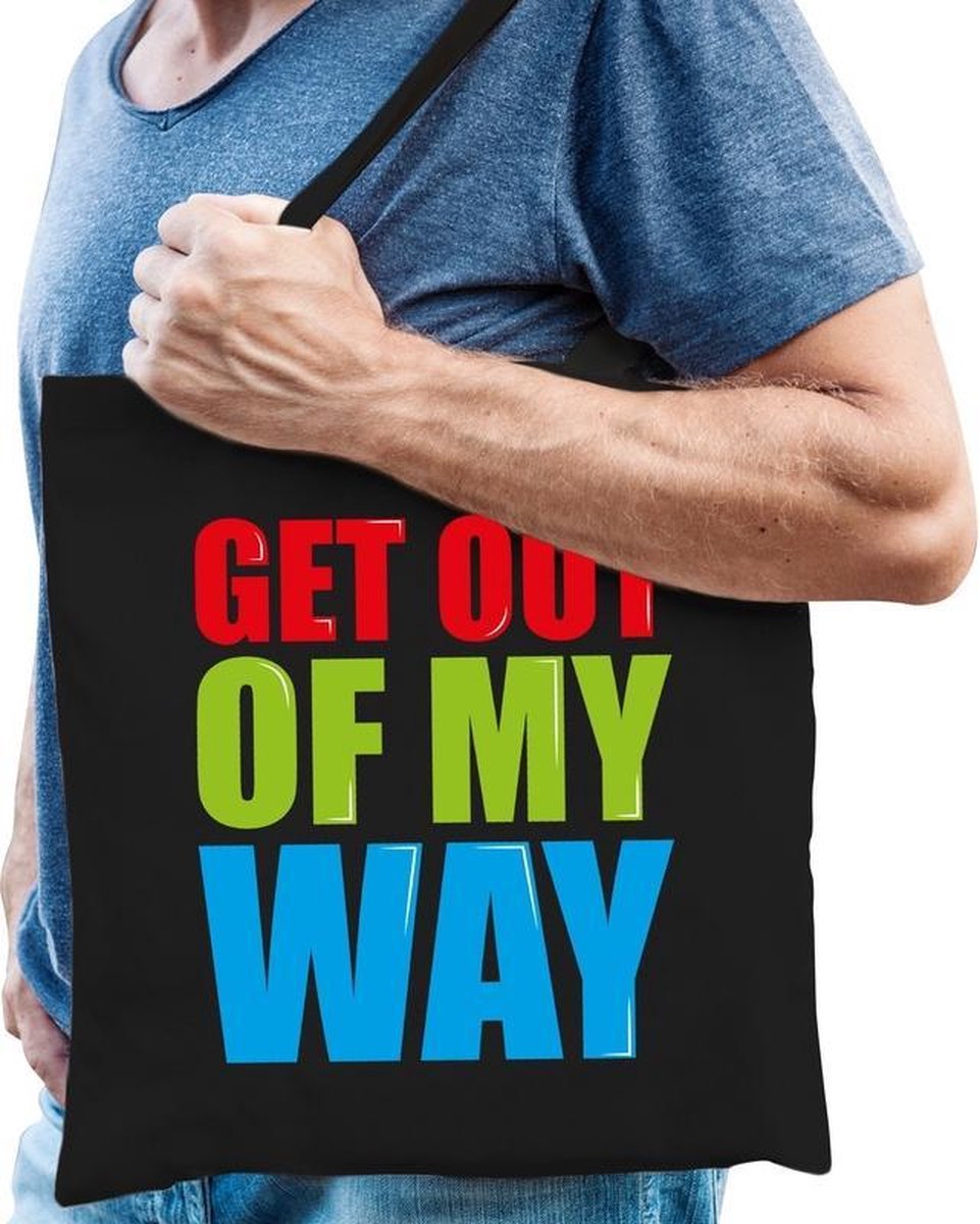Get out of my way cadeau tas zwart voor heren cadeau katoenen tas zwart voor heren - kado tas / tasje / shopper