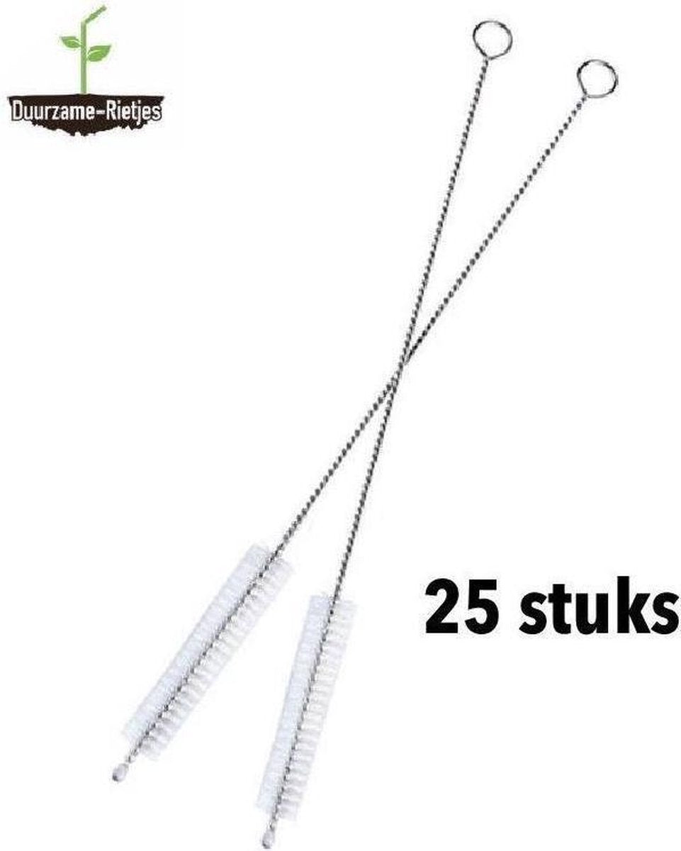 Schoonmaakborstel voor herbruikbare rietjes | 25 st. | RVS | Roestvrijstaal | Schoonmaak borstel | Duurzame Rietjes | Gratis verzending | Voor alle soorten herbruikbare rietjes