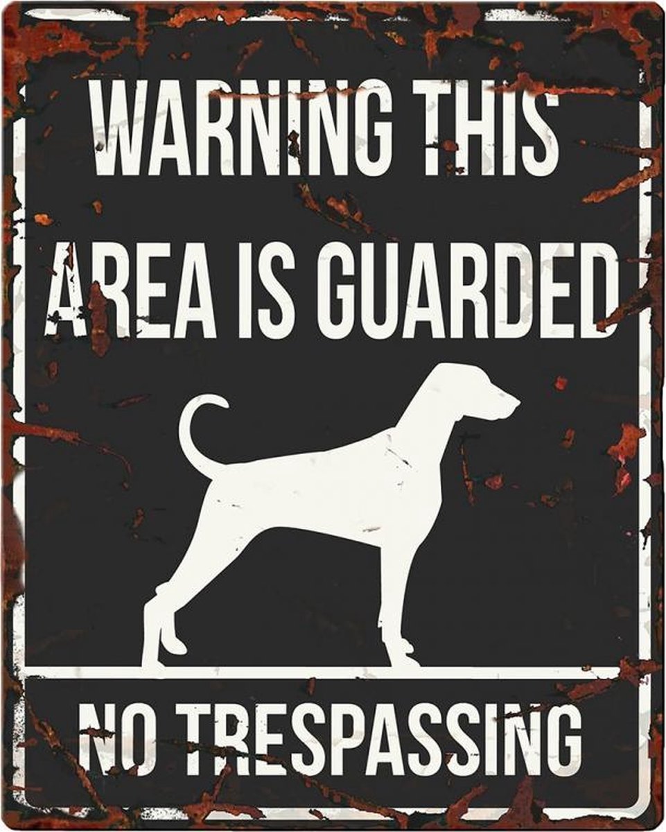 D&D Waakbord / Warning sign square dalmatian gb Zwart 20x25cm