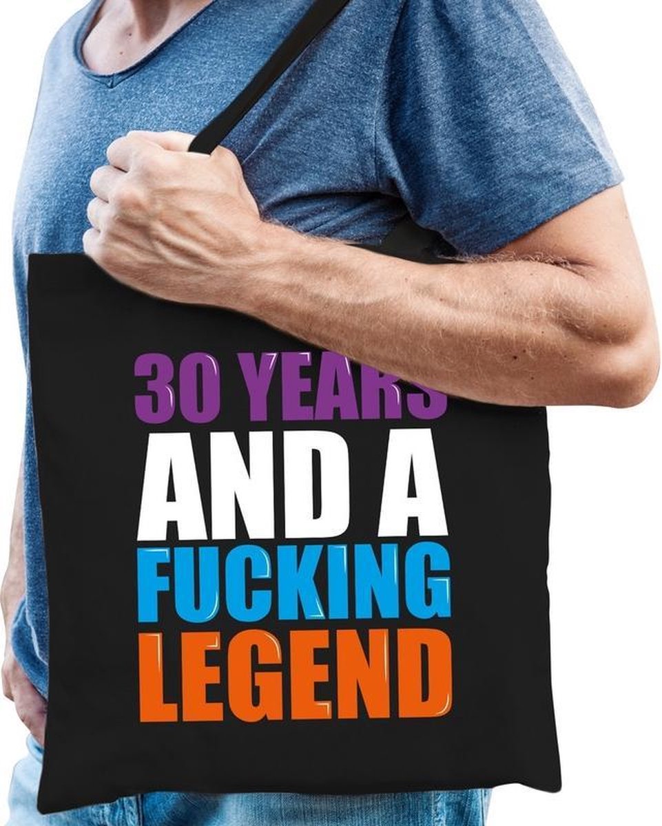 30 year legend / 30 jaar legende cadeau tas zwart voor heren cadeau katoenen tas zwart voor heren - kado tas / tasje / shopper