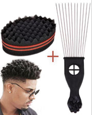 Glim - Afro haar verzorging - Afro kam - Haar Spons - Afro Hair Sponge - Afro comb set