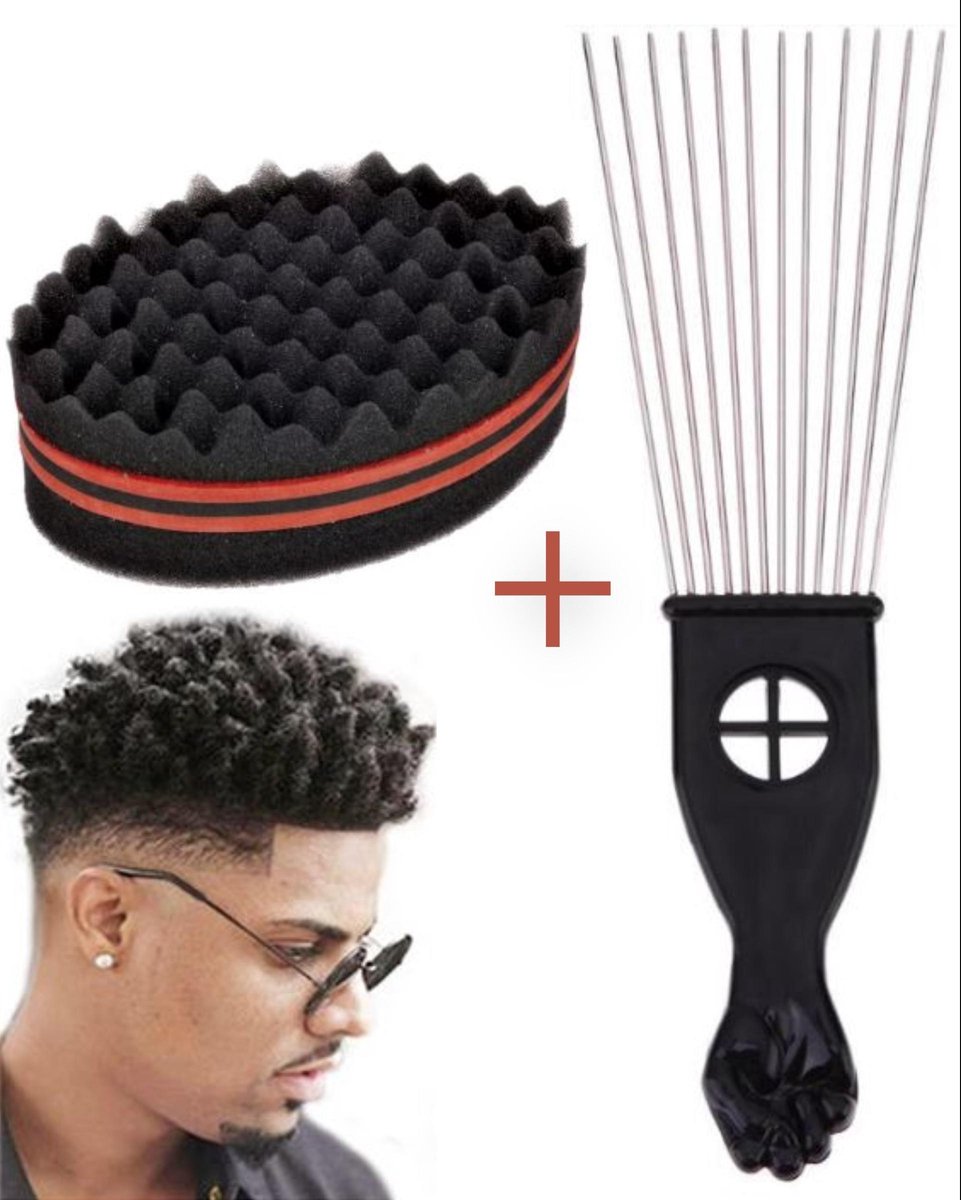 Glim - Afro haar verzorging - Afro kam - Haar Spons - Afro Hair Sponge - Afro comb set
