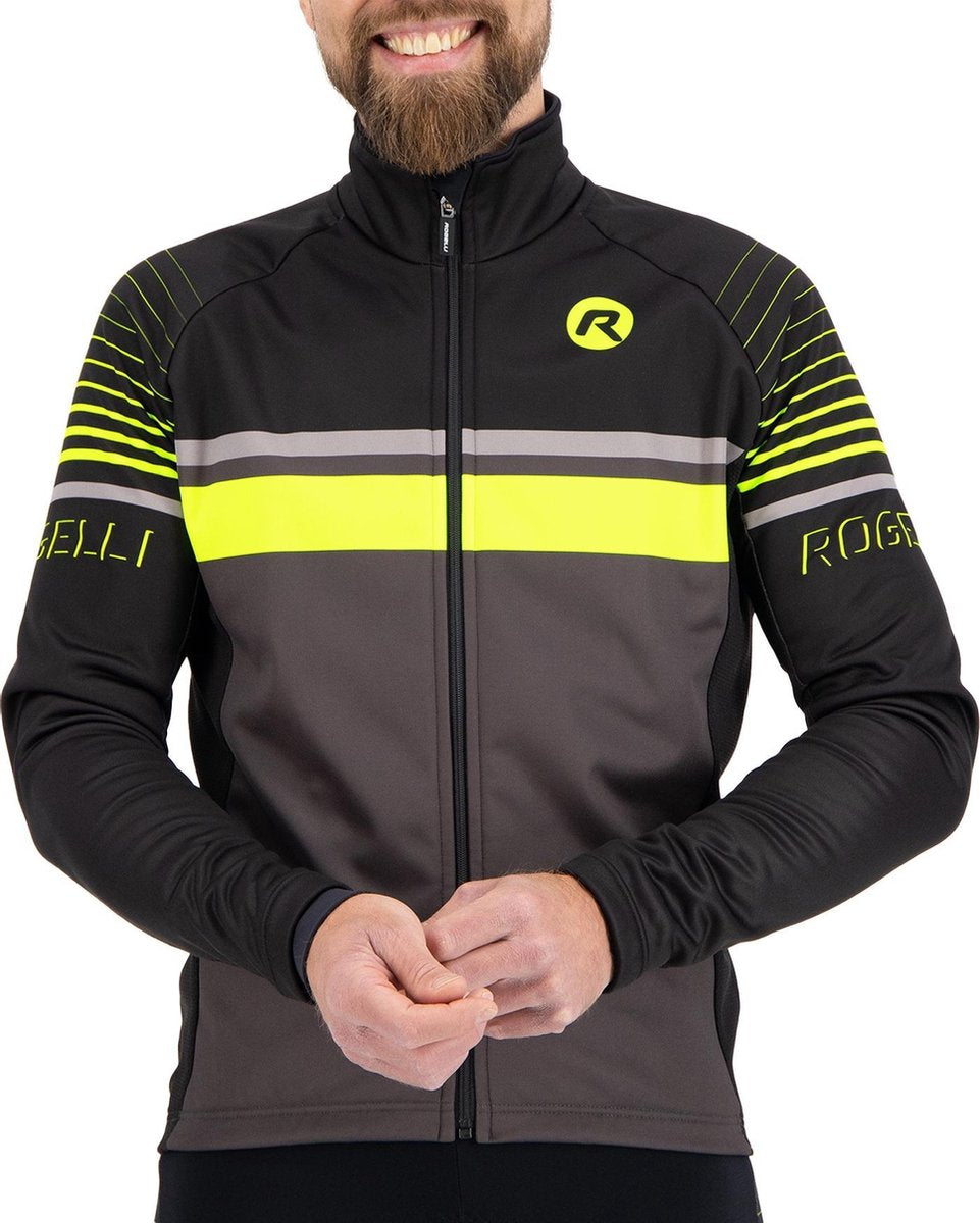 Rogelli Winterjack Hero Grijs/Zwart/Geel - Maat XL