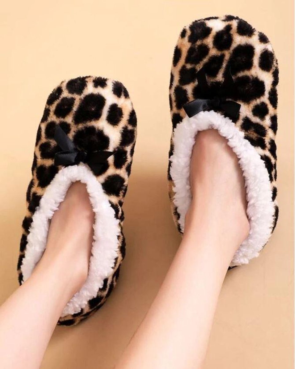 Sorprese cosy – pantoffels dames – luipaard print – maat 39-41 – sloffen dames