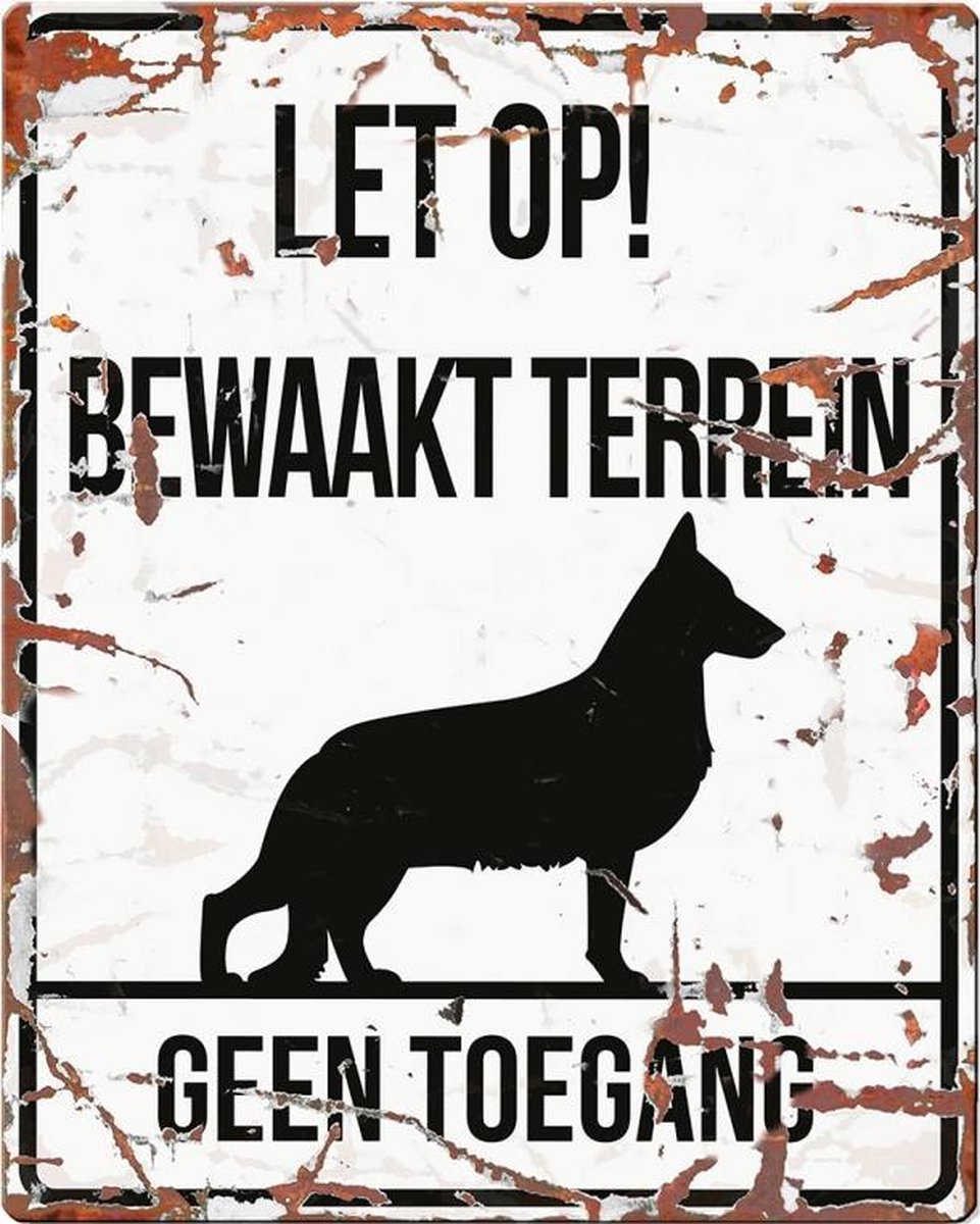 D&D Waakbord / Warning sign square german s. n Wit 20x25cm