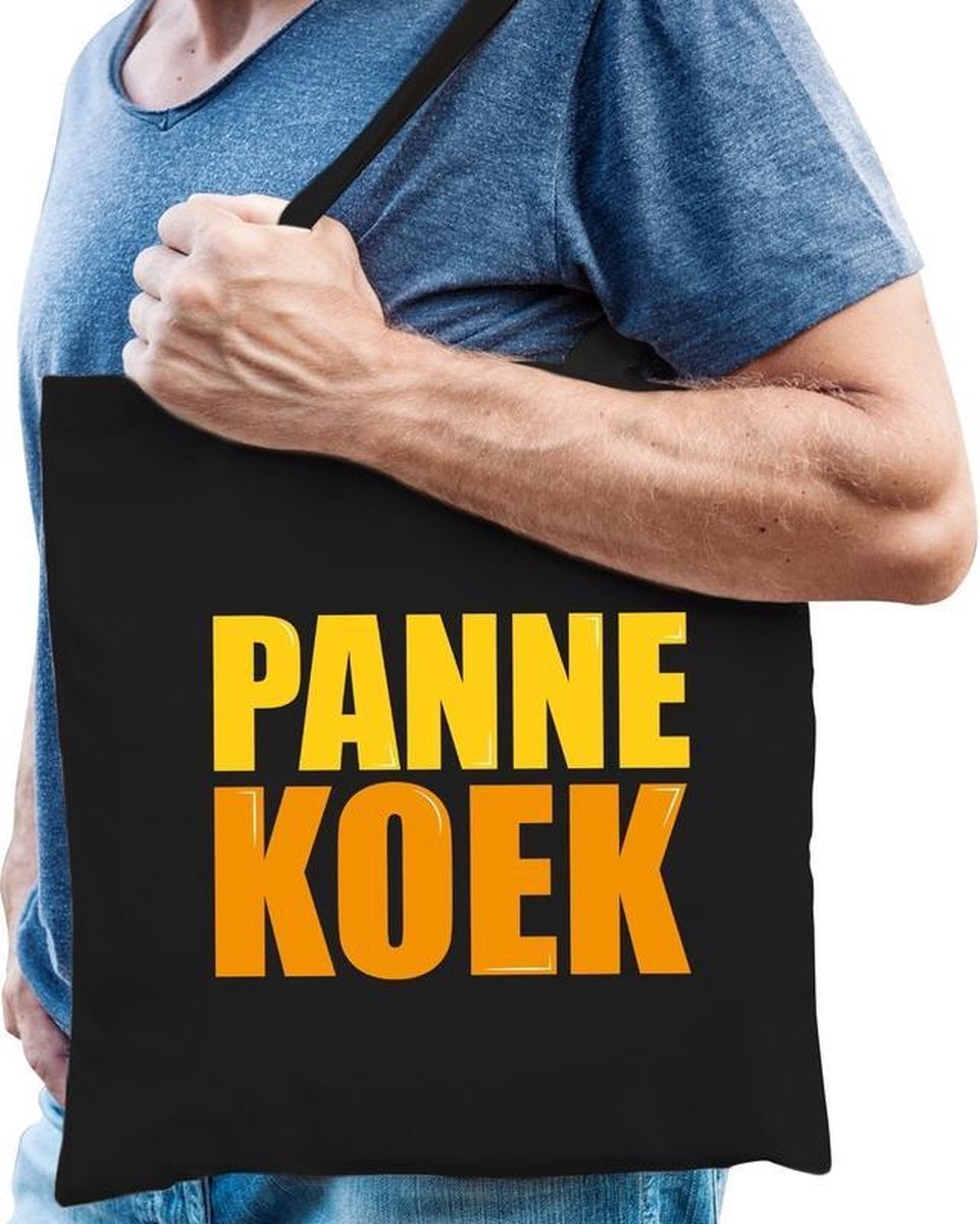 Pannekoek cadeau tas zwart voor heren cadeau katoenen tas zwart voor heren - kado tas / tasje / shopper