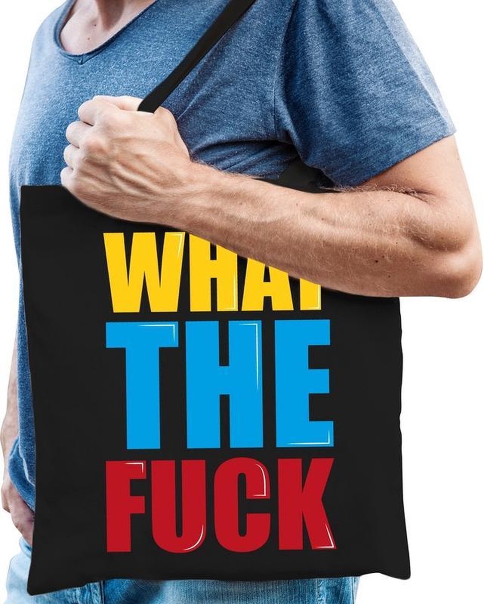 What the fuck cadeau tas zwart voor heren cadeau katoenen tas zwart voor heren - kado tas / tasje / shopper