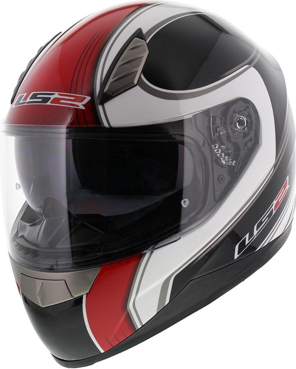 LS2 FF384 Fortuna Integraalhelm - Motorhelm - Glans Zwart Rood - Maat S