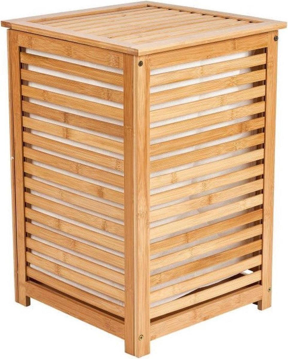Bamboo-Lux Wasmand-Bamboe-Wasbare zak met deksel (L 40 x B 40 x H 57 cm)