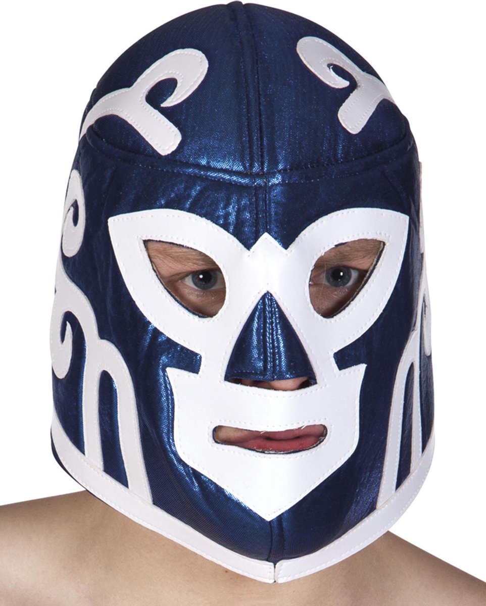 Blauw worstelaar masker voor volwassenen - Verkleedmasker