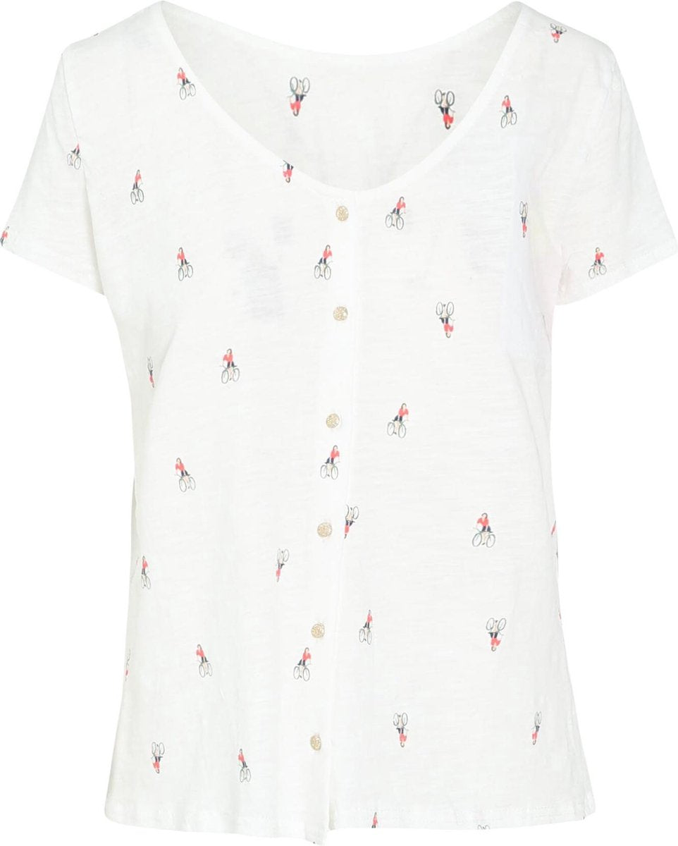 Cassis - Katoenen T-shirt met fietsmotief - Ecru
