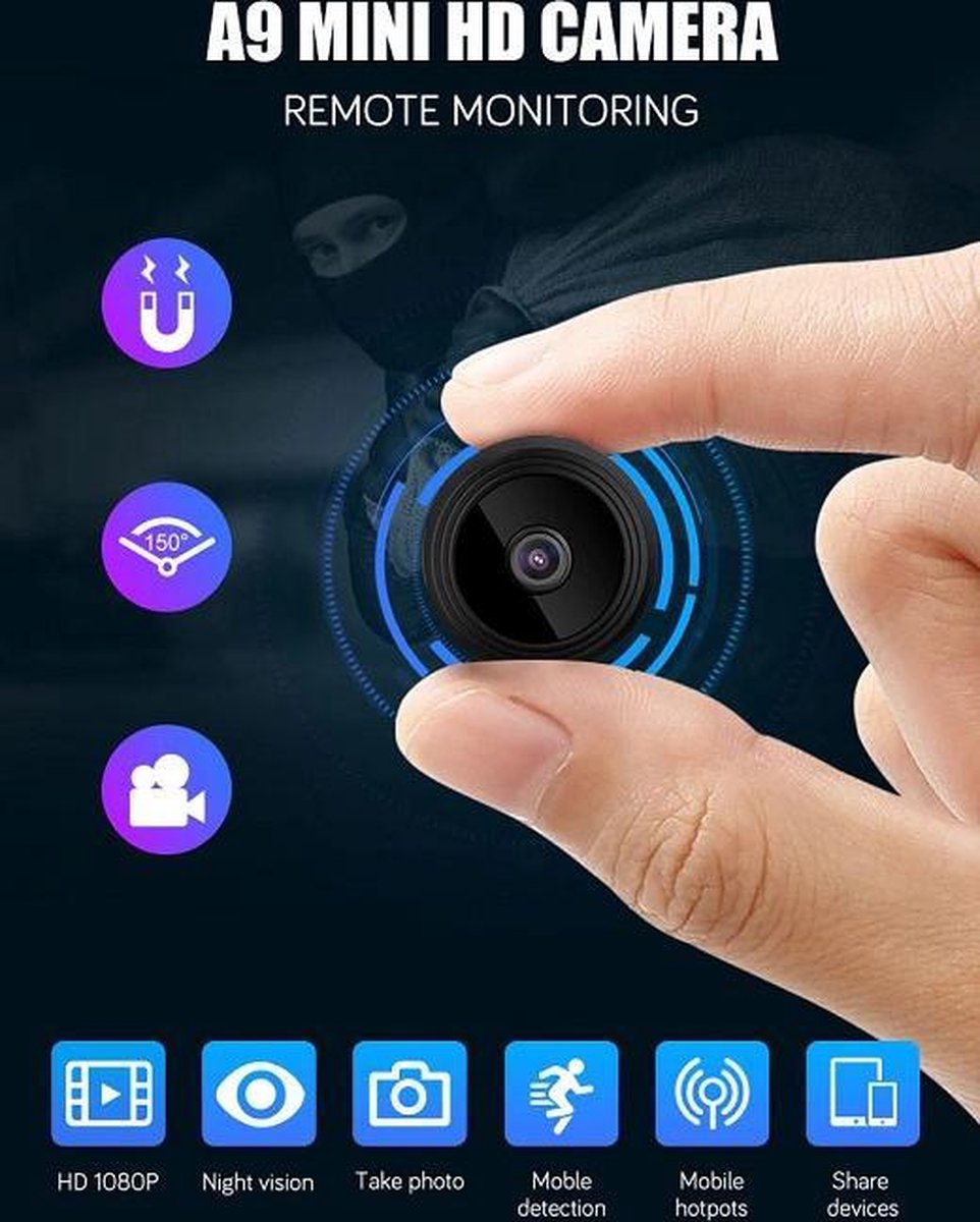Centechia- Mini camera draadloze - Nachtzicht veiligheid - Verborgen camera - Voor Smartphone