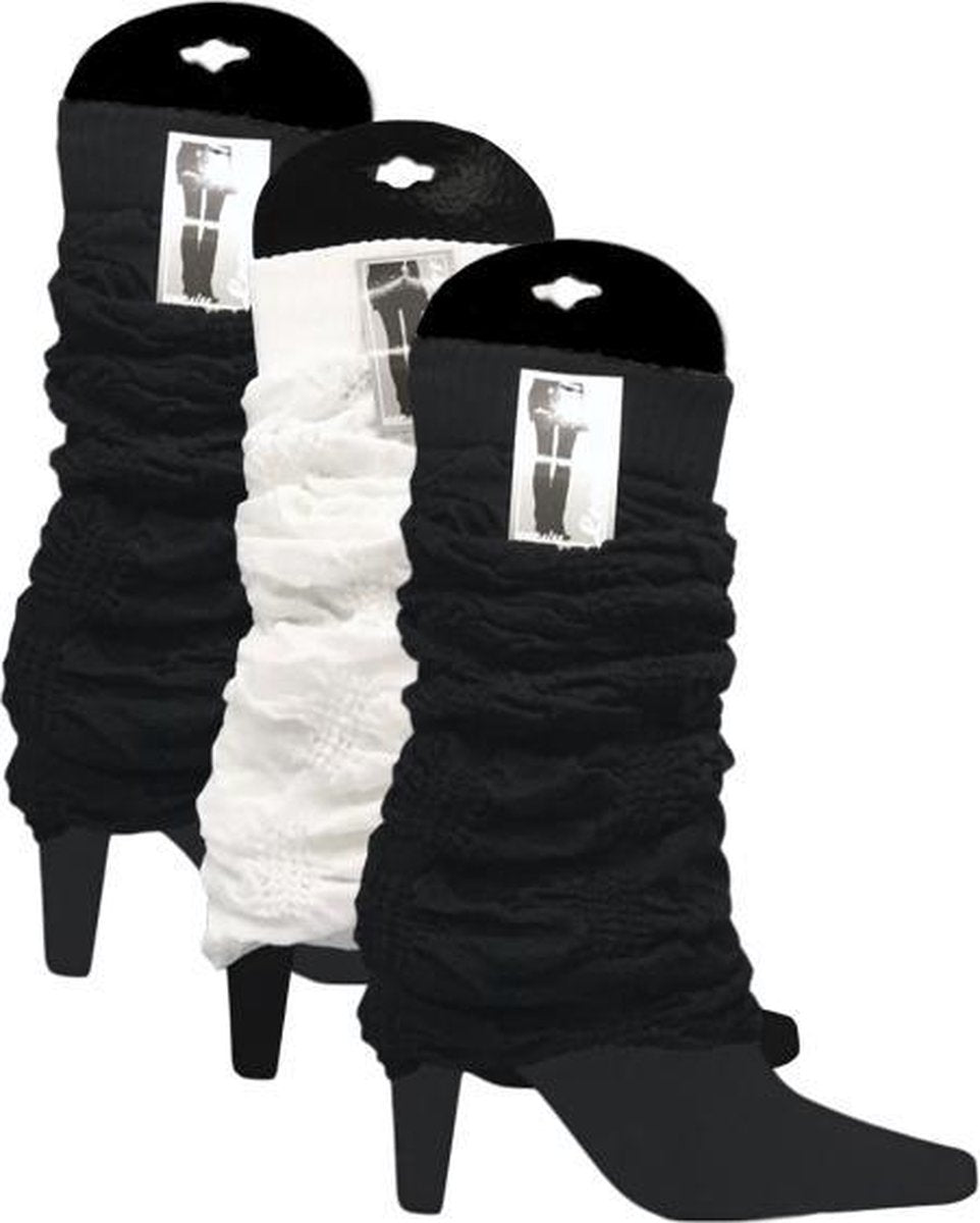 3 paar Beenwarmers - Ruches - Zwart-Wit-Zwart